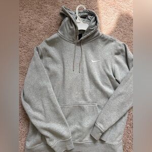 Nike Heather Gray Pullover Hoodie with White Swoosh